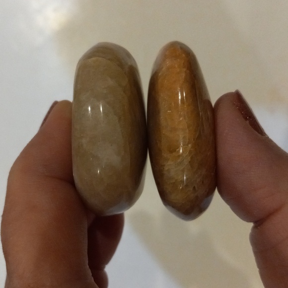 Peach Moonstone Crystal Palmstones - Set of Two - Picture 5 of 7